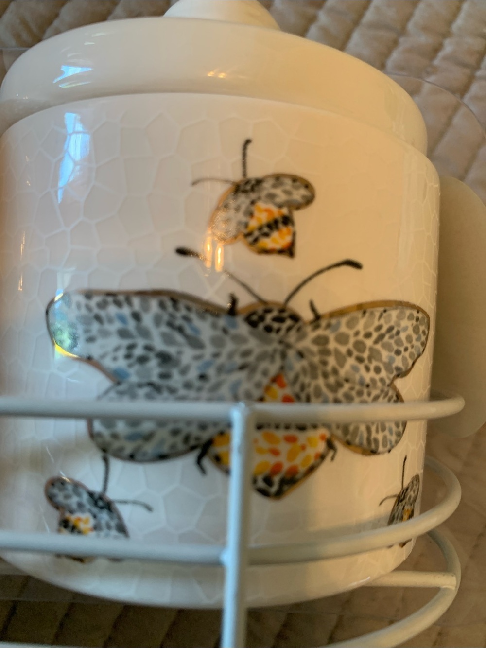 Butterfly SALT & PEPPER CELLARS & HOLDER Containers glazed glass NEW - Picture 4 of 7